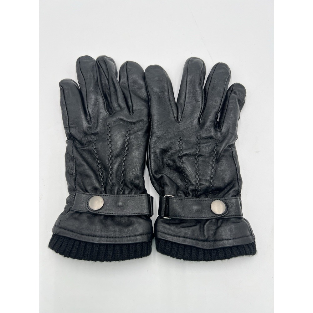 Black Sheepskin Leather Gloves Cashmere Lined Men's Size Large Winter